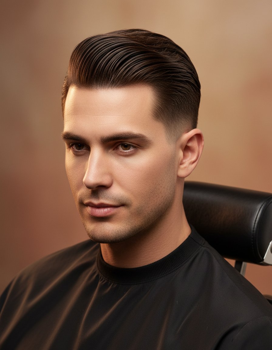 Classic scissor cut with side part