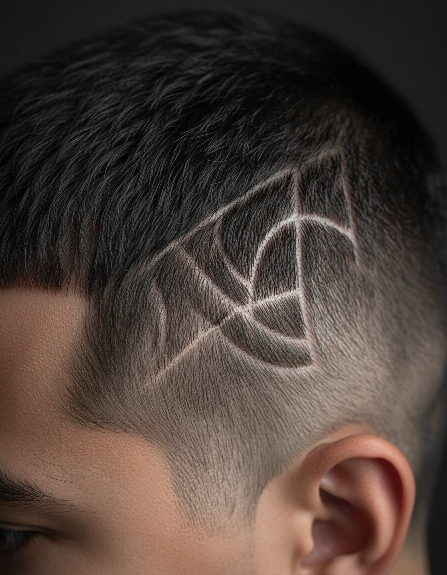 Freehand hair design with sharp lines